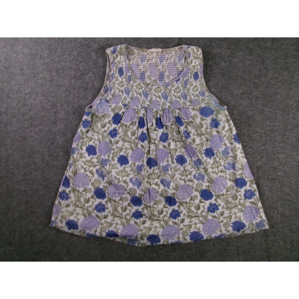 Jane Delaney Tank Top Women Medium Floral Smocked Costal Casual Resort Flowy